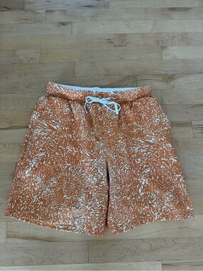 Lululemon Orange & White Printed Drawstring Swim Shorts